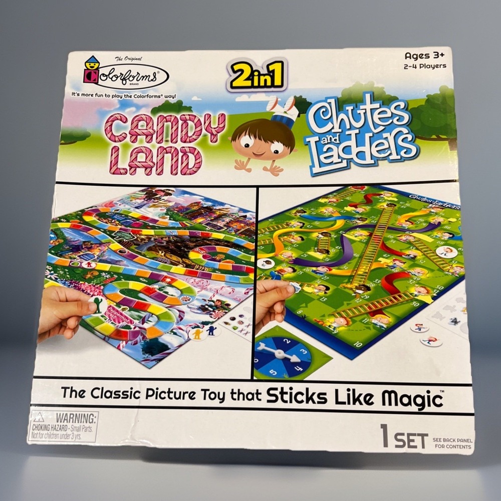 Colorforms 2 in 1 Candy Land Chutes and Ladders Game Toy Ages 3+ Travel Gift New
